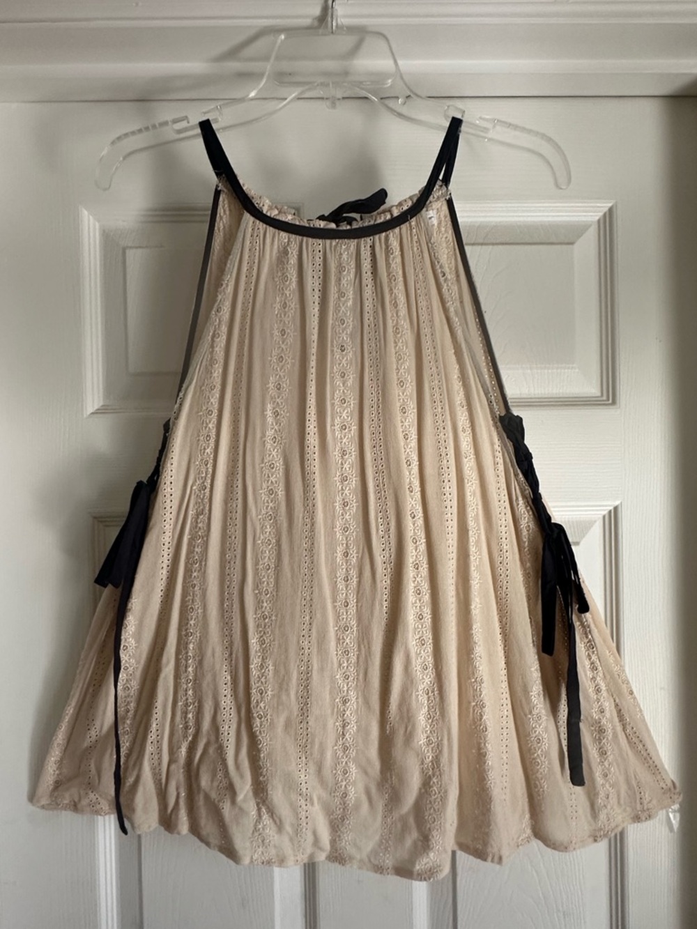 Beige Lace Swing Tank with Black Trim